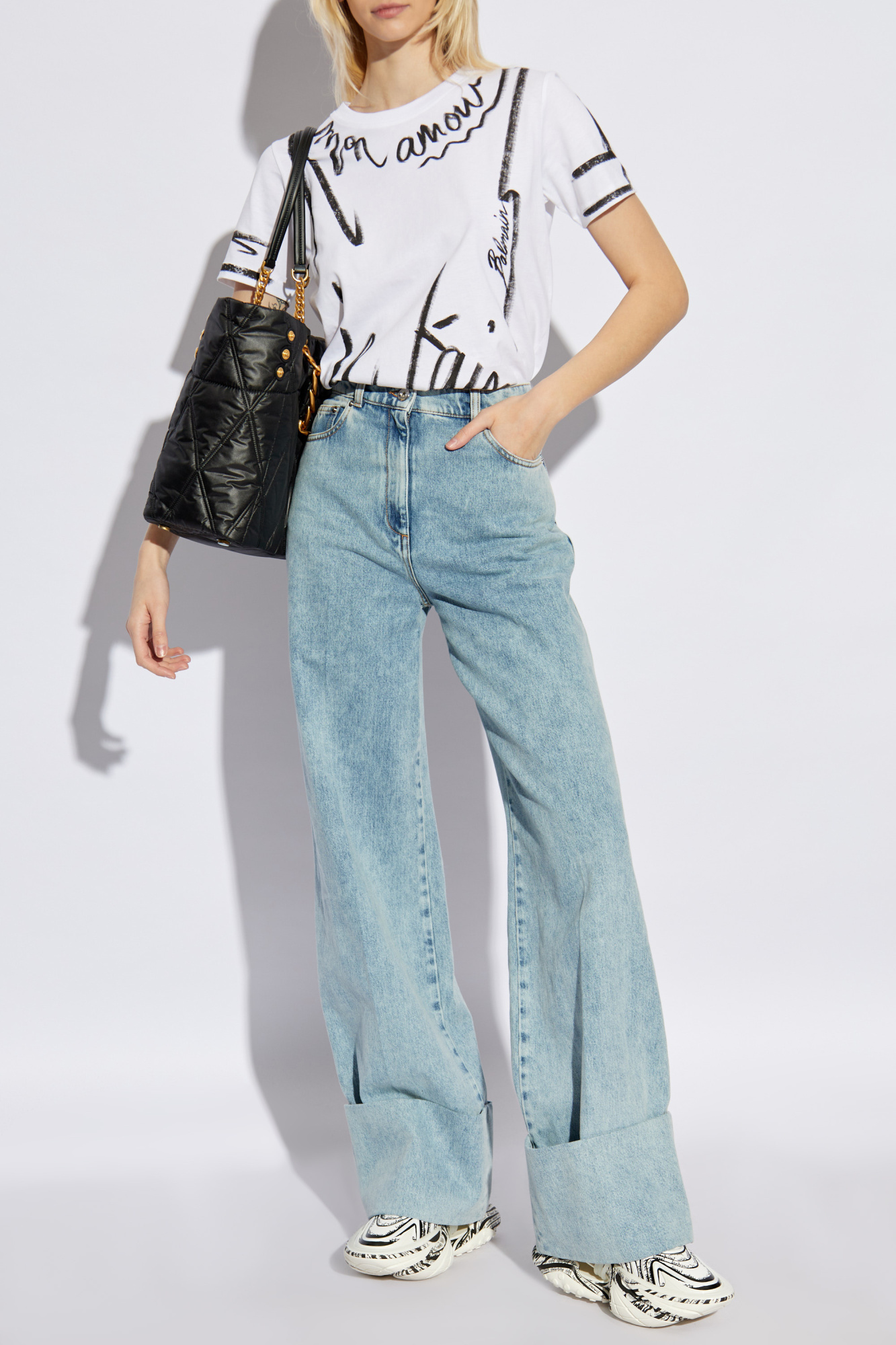 White Printed T-shirt Balmain - Vitkac AS